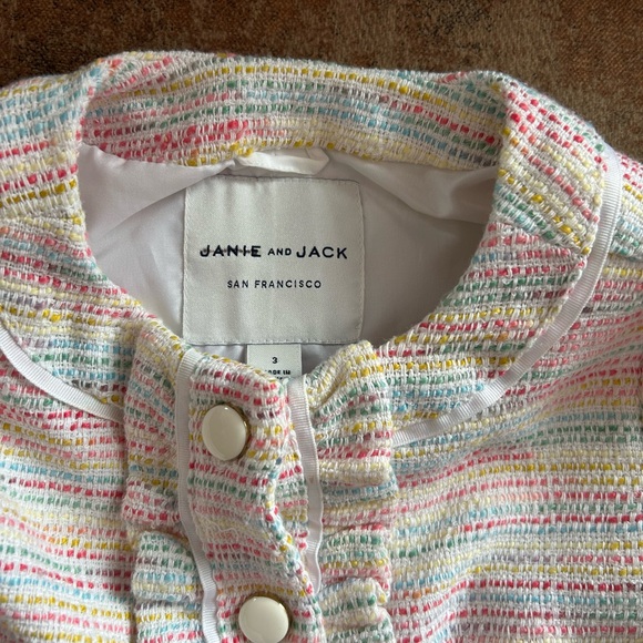 Janie and Jack Multicolored Spring Easter Tweed Jacket Set 3T - Picture 3 of 9